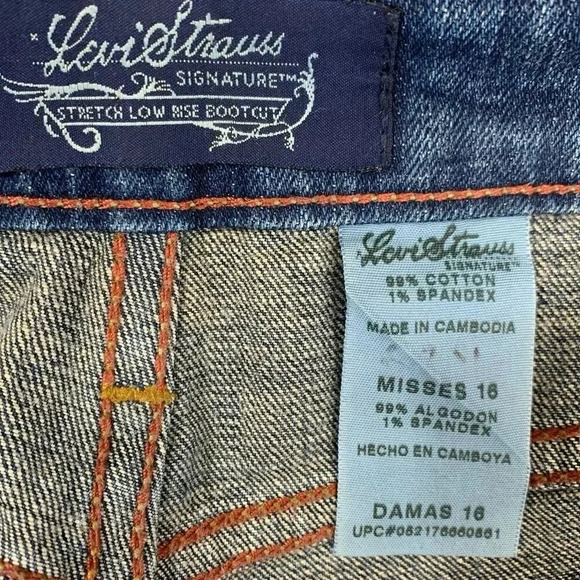 Levi Strauss Signature Y2K Bootcut Low Rise Stretch Denim Blue Jeans Misses 16 - Picture 13 of 16